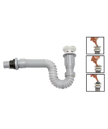 SIFON PVC FLEX. PARA LAVABO 1 1/4 PULG CROMO CON DESAGUE PUSH SIF-0220