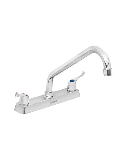 MEZCLADOR PARA FREGADERO ACERO INOX. CON CARTUCHO CERAMICA 8 PULG. TRUPER/FOSET 49287