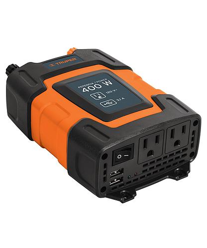 CONVERTIDOR DE CORRIENTE DE 12V A 120V CON PUERTO USB 400W TRUPER 10449.