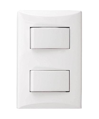 INTERRUPTOR PLATA DOBLE CON PLACA BLANCO 1004-W