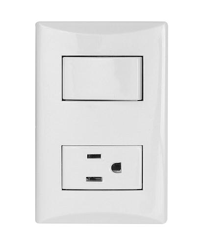 INTERRUPTOR PLATA CON TOMA Y PLACA BLANCO 1006-W