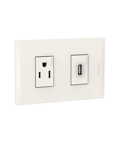 TOMA DOBLE POLARIZADO CON PUERTO USB BLANCO NOBILE BTICINO AF2231USBEB (NC)