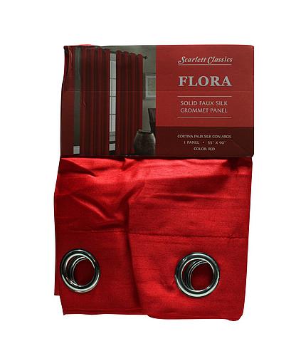 CORTINA PARA SALA 55X90 PULG ROJO COL. FLORA SCR-1098-RED