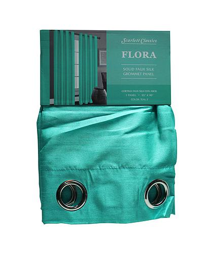 CORTINA PARA SALA 55X90 PULG TEAL COL. FLORA SCR-1571-TEAL2