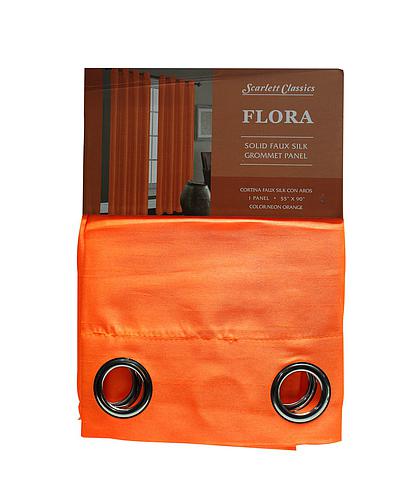 CORTINA PARA SALA 55X90 PULG NARANJA NEON COL. FLORA SCR-1591-NEORA
