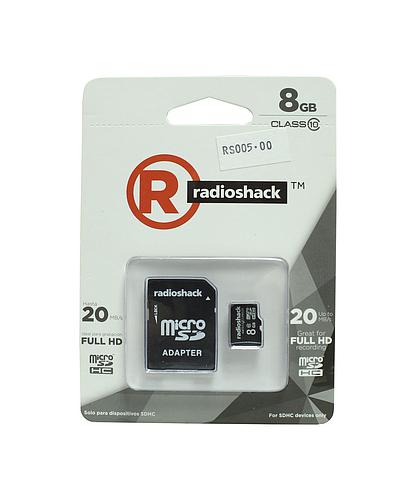 MEMORIA MICRO SD CLASE 10 CON ADAPTADOR 8GB RADIOSHACK 4401122