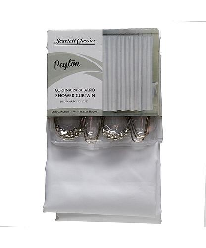 CORTINA PARA BAÑO CON GANCHOS JEWELS SCR-1784-WH