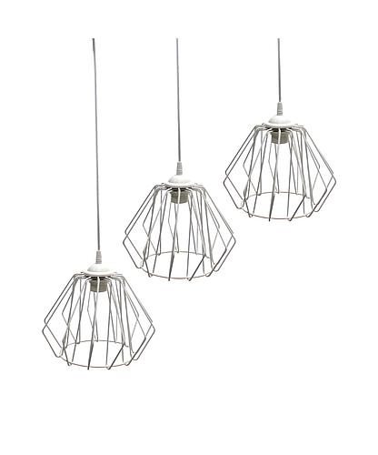 LAMPARA COLGAR GEOMETRICA 3 LUCES COLOR BLANCO METAL LMP1028-3