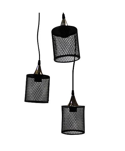 LAMPARA COLGAR CILINDRO 3 LUCES NEGRO METAL LMP1019-3