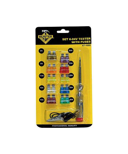 JGO PROBADOR DE CTE. 6-24 V CON FUSIBLE AT-1006