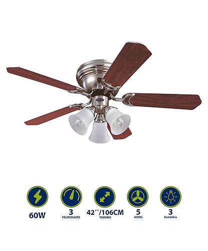 VENTILADOR CONTEMPRA TRIO 42 PULG 78615 NICKEL (DESC)