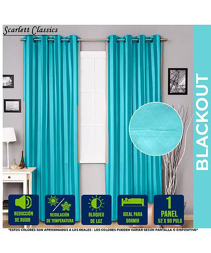 CORTINA PARA SALA BLACKOUT IVANIA 52 X 90 PULG AZUL SCR-2296-BLUE