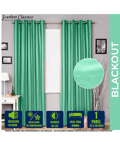 CORTINA PARA SALA BLACKOUT IVANIA 55 X 90 PULG VERDE MENTA SCR-2297-MINT