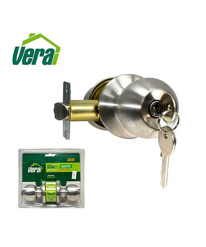 CERRADURA VERA POMO CON LLAVE ACERO INOX 46138