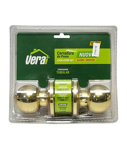CERRADURA VERA POMO CON LLAVE DORADO 46146