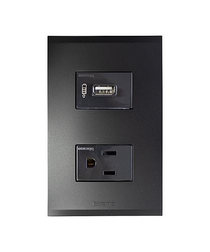 TOMA DOBLE POLARIZADO CON PUERTO USB NEGRO NOBILE BTICINO AF2231USBEANG (NC)