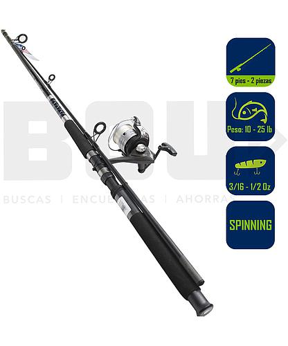 CAÑA PESCA  CON CARRETE  SURF SPINNING SEA STRIKER 7 PIES 2 PZAS ST5070
