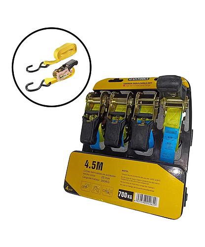CINCHO TENSOR CON RATCHET 1 PULG X 5 MTRS X 0.7 T 4PCS CUC401